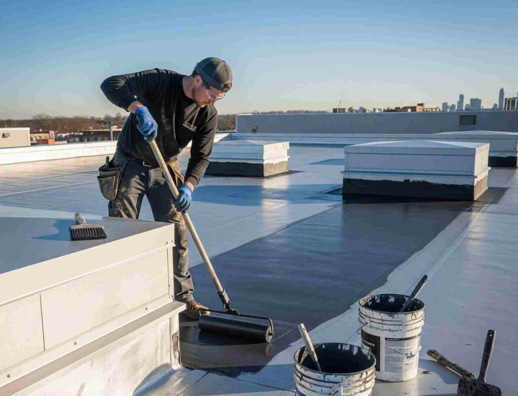 Aplicación de sellante para techos